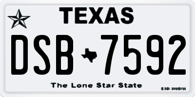 TX license plate DSB7592
