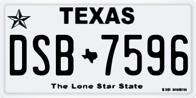 TX license plate DSB7596