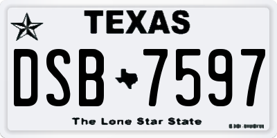 TX license plate DSB7597