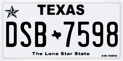 TX license plate DSB7598