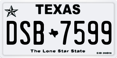 TX license plate DSB7599
