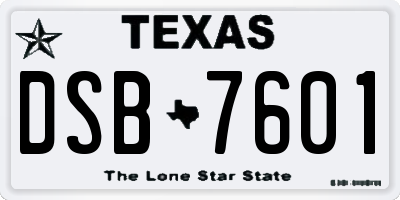 TX license plate DSB7601