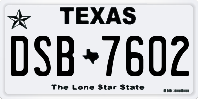 TX license plate DSB7602