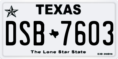 TX license plate DSB7603