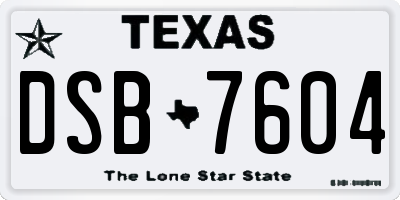 TX license plate DSB7604