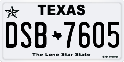 TX license plate DSB7605