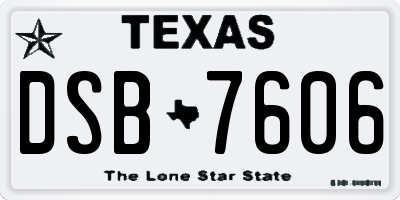 TX license plate DSB7606