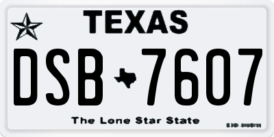 TX license plate DSB7607