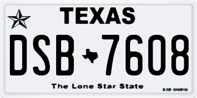 TX license plate DSB7608