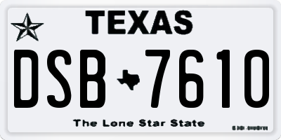TX license plate DSB7610