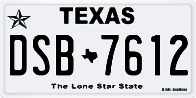 TX license plate DSB7612