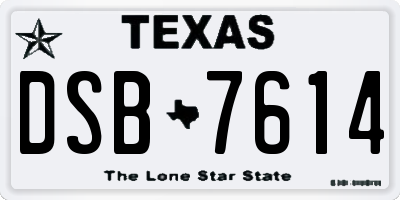 TX license plate DSB7614