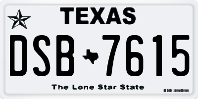 TX license plate DSB7615