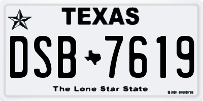 TX license plate DSB7619