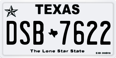 TX license plate DSB7622