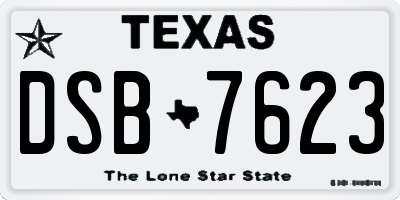 TX license plate DSB7623