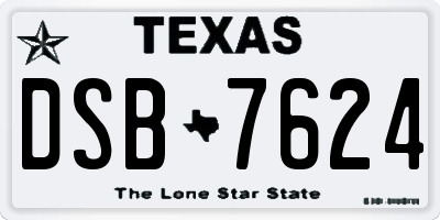 TX license plate DSB7624