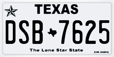 TX license plate DSB7625