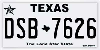 TX license plate DSB7626
