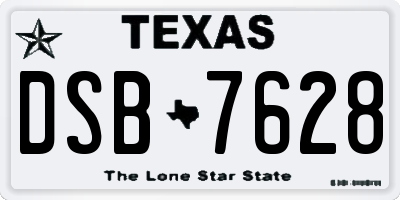 TX license plate DSB7628