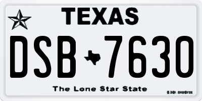 TX license plate DSB7630