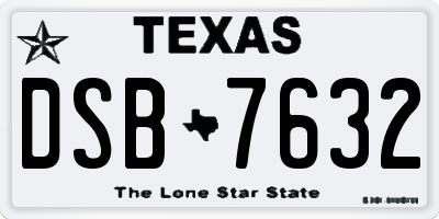 TX license plate DSB7632
