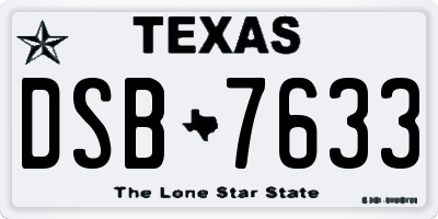 TX license plate DSB7633