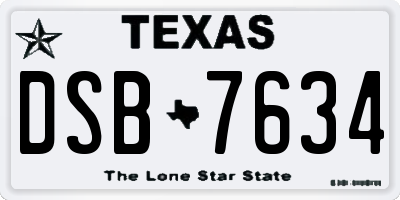 TX license plate DSB7634