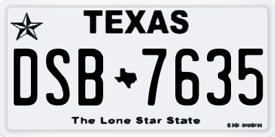 TX license plate DSB7635