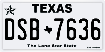 TX license plate DSB7636