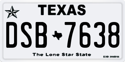 TX license plate DSB7638