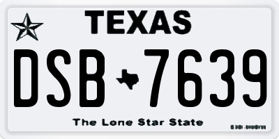 TX license plate DSB7639
