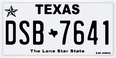 TX license plate DSB7641