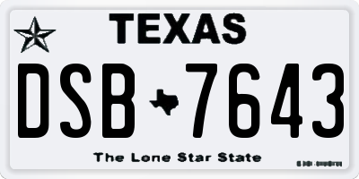 TX license plate DSB7643