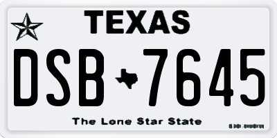TX license plate DSB7645
