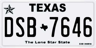 TX license plate DSB7646