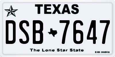 TX license plate DSB7647