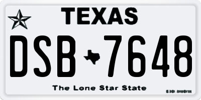 TX license plate DSB7648