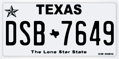 TX license plate DSB7649