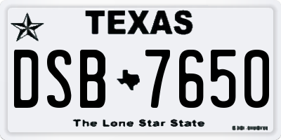 TX license plate DSB7650