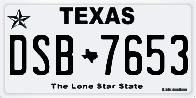 TX license plate DSB7653