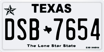 TX license plate DSB7654