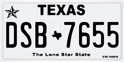 TX license plate DSB7655