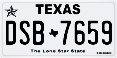 TX license plate DSB7659