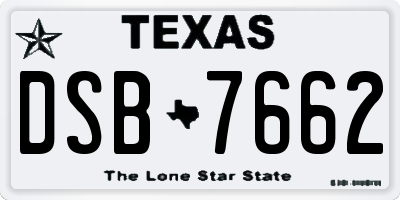 TX license plate DSB7662