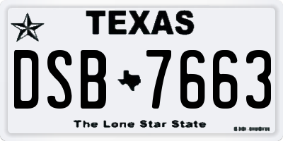 TX license plate DSB7663