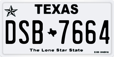 TX license plate DSB7664