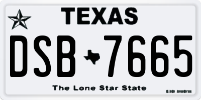 TX license plate DSB7665