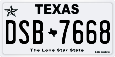 TX license plate DSB7668