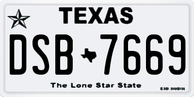 TX license plate DSB7669